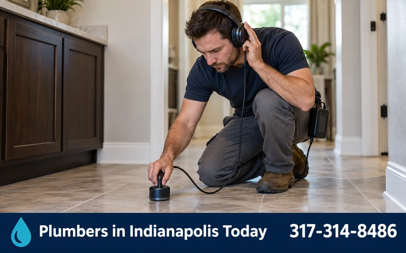 Acoustic leak detector being used on a floor