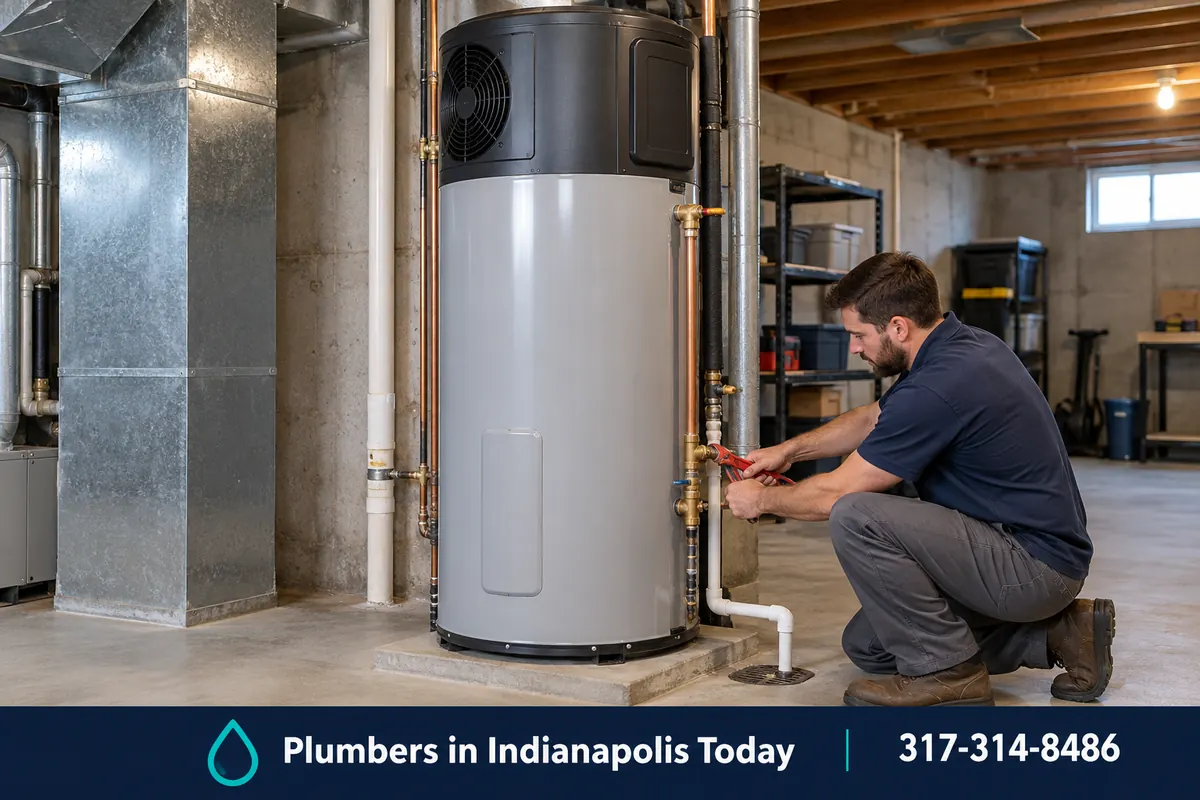 Heat pump water heater installed in an unfinished basement