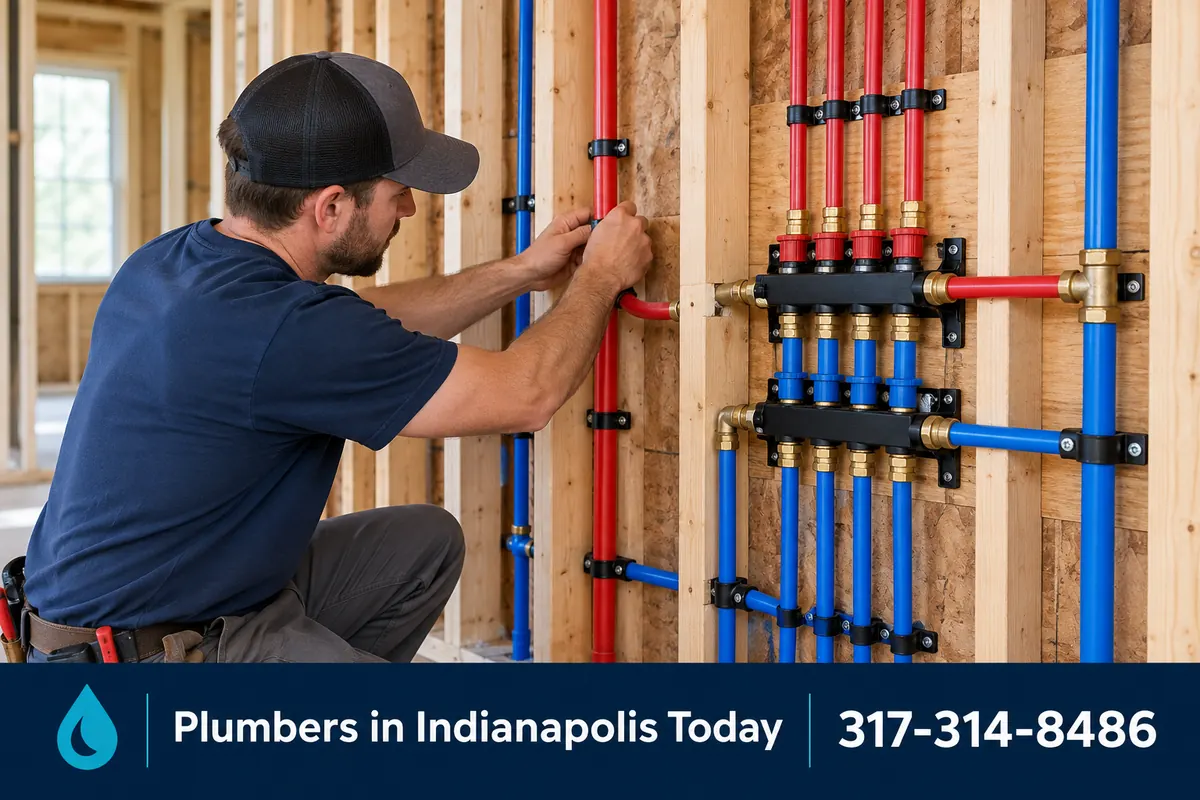 New PEX water lines installed in an open wall during a whole house repipe