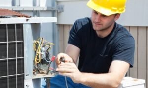 electrician servicing HVAC